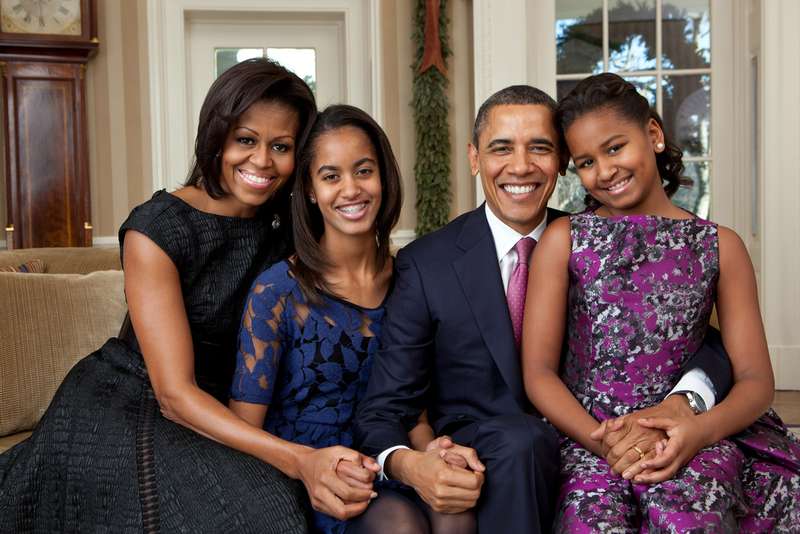 First lady Michelle Obama, Malia, President Barack Obama and Sasha sit for a family portrait in the Oval Office on Dec. 11, 2011.
Official White House Photo by Pete Souza